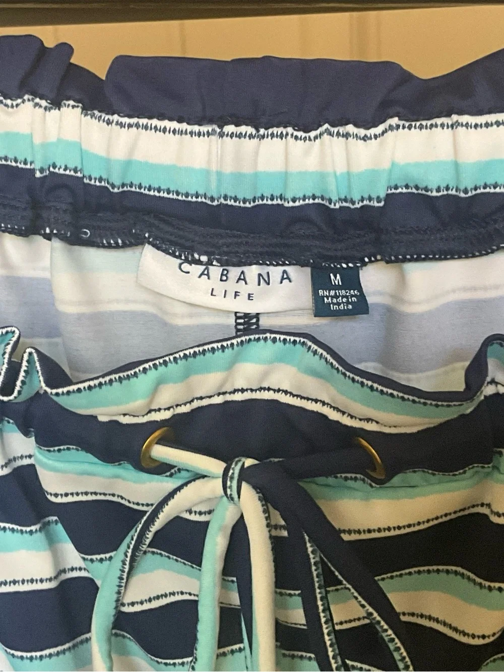 Cabana Life Delray Striped Paperbag Waist Tassel Shorts - Picture 6 of 10